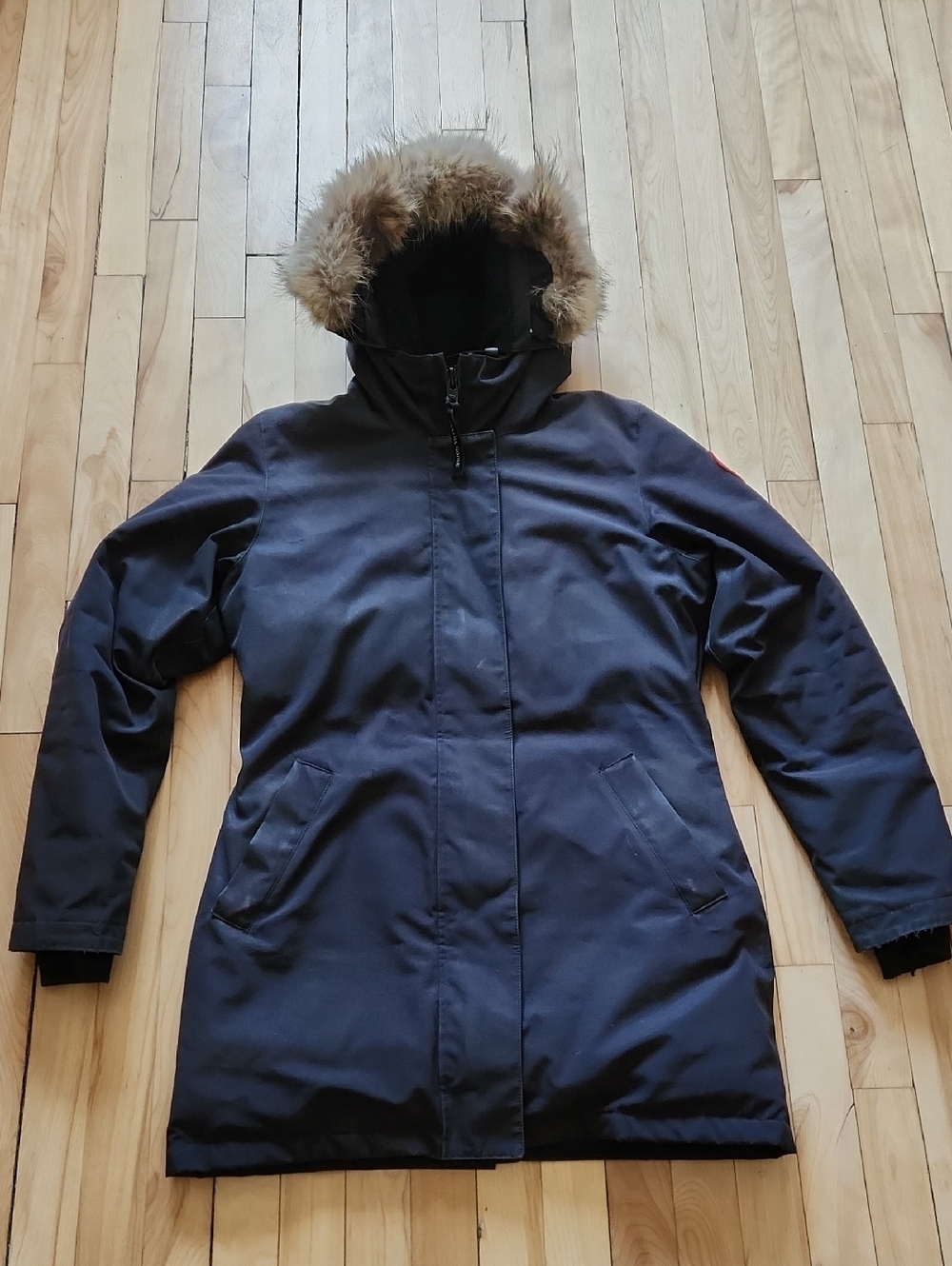 Canada Goose Women's Dark Navy Parka with Faux Fur Trim